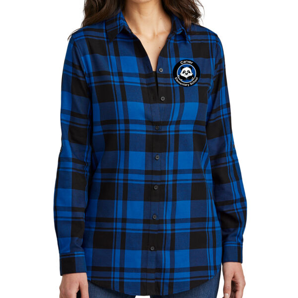 Port Authority® Ladies Plaid Flannel Tunic - Embroidered Logo Thumbnail
